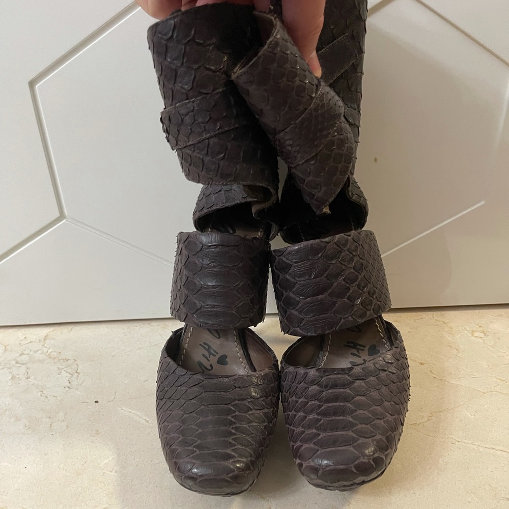 Lanvin croc embossed heels